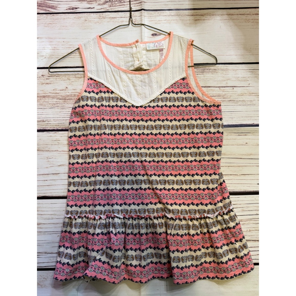 Matilda Jane 435 Girls Sleeveless Floral Butterfly Peplum Top Pink White Size 12